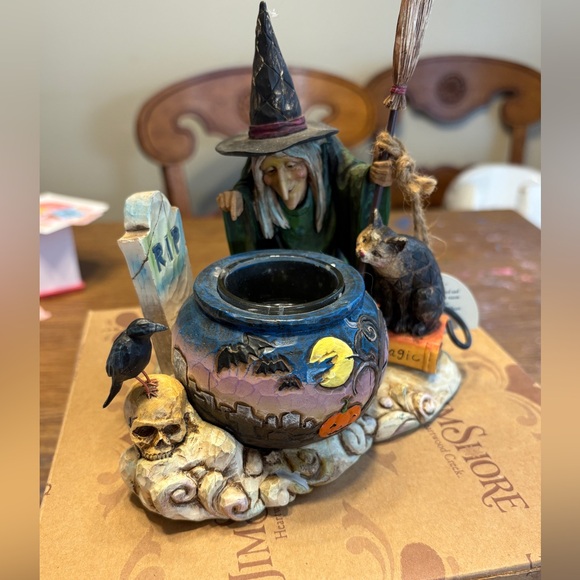 Jim Shore Halloween Witch with Cauldron Tealight 4006317 - Picture 2 of 10